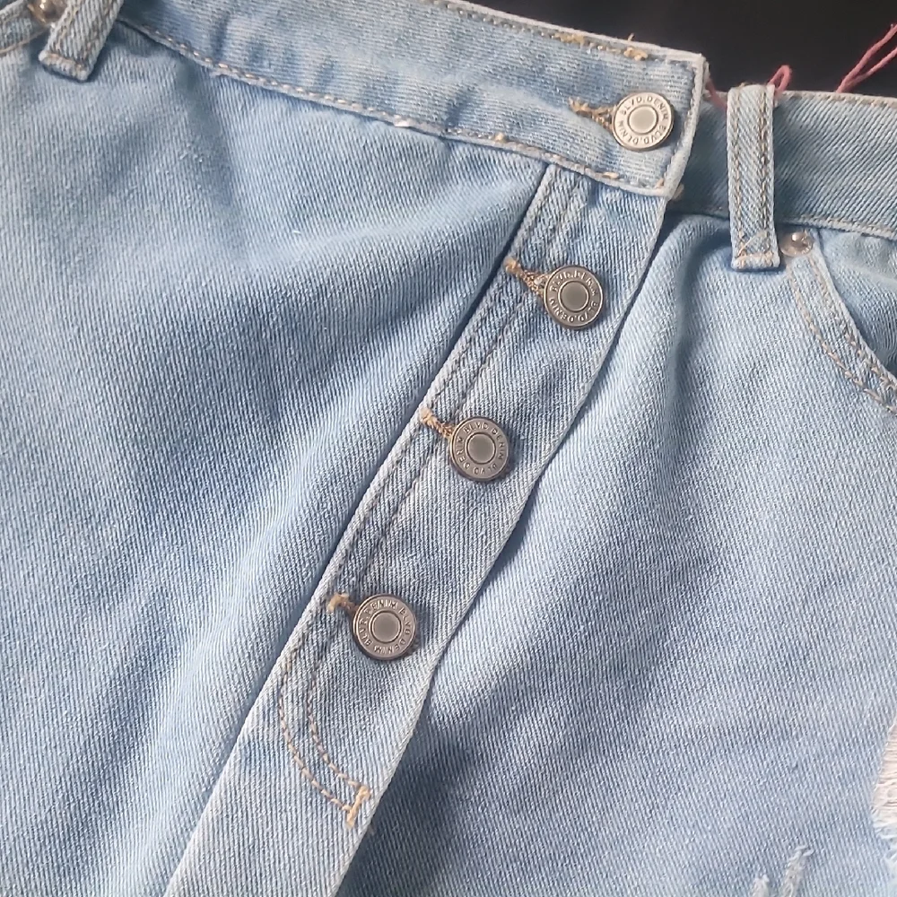 Light Blue Distressed Denim Shorts - Picture 4 of 16
